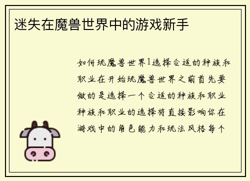 迷失在魔兽世界中的游戏新手